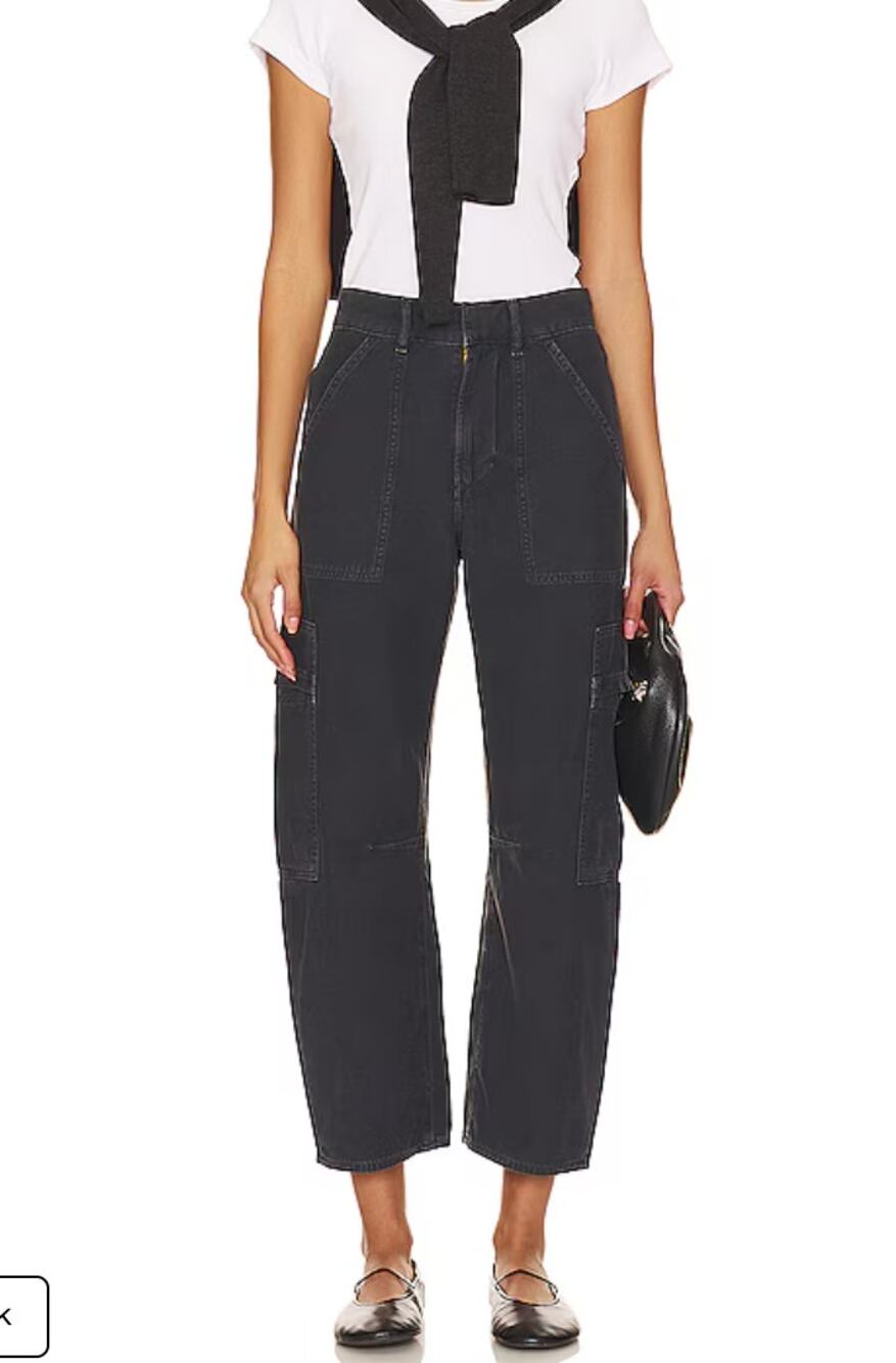 Citizens of Humanity Marcelle Cargo Barrel Style Pant Cotton Black Size 27